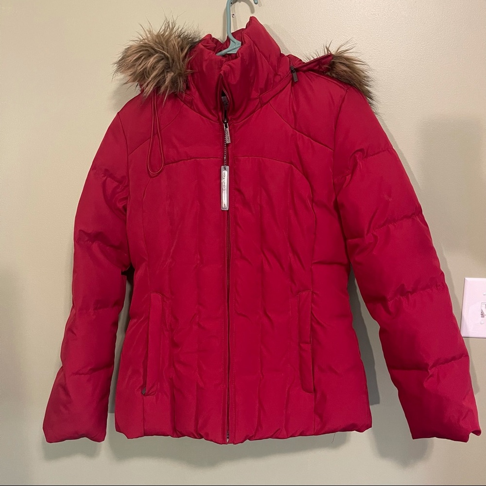 Calvin Klein Red Hooded Puffer Jacket